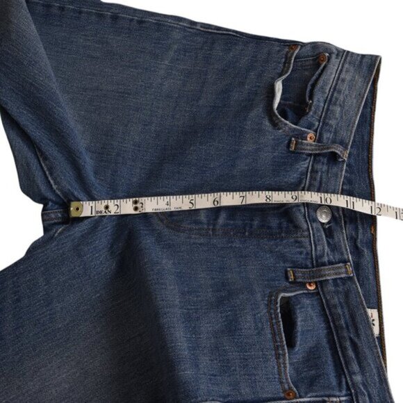 Levi’s White Oak Cone Denim Wedgie Jeans Dark Blue Raw Hem Size 29 - Picture 11 of 12